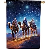 America Forever Wise Men House Flag, 28 x 40 inch Double Sided, Looking For New King Banner, Nativity Star Bethlehem Outdoor Decor, Religious Christmas Outside Decorations Yard Flag