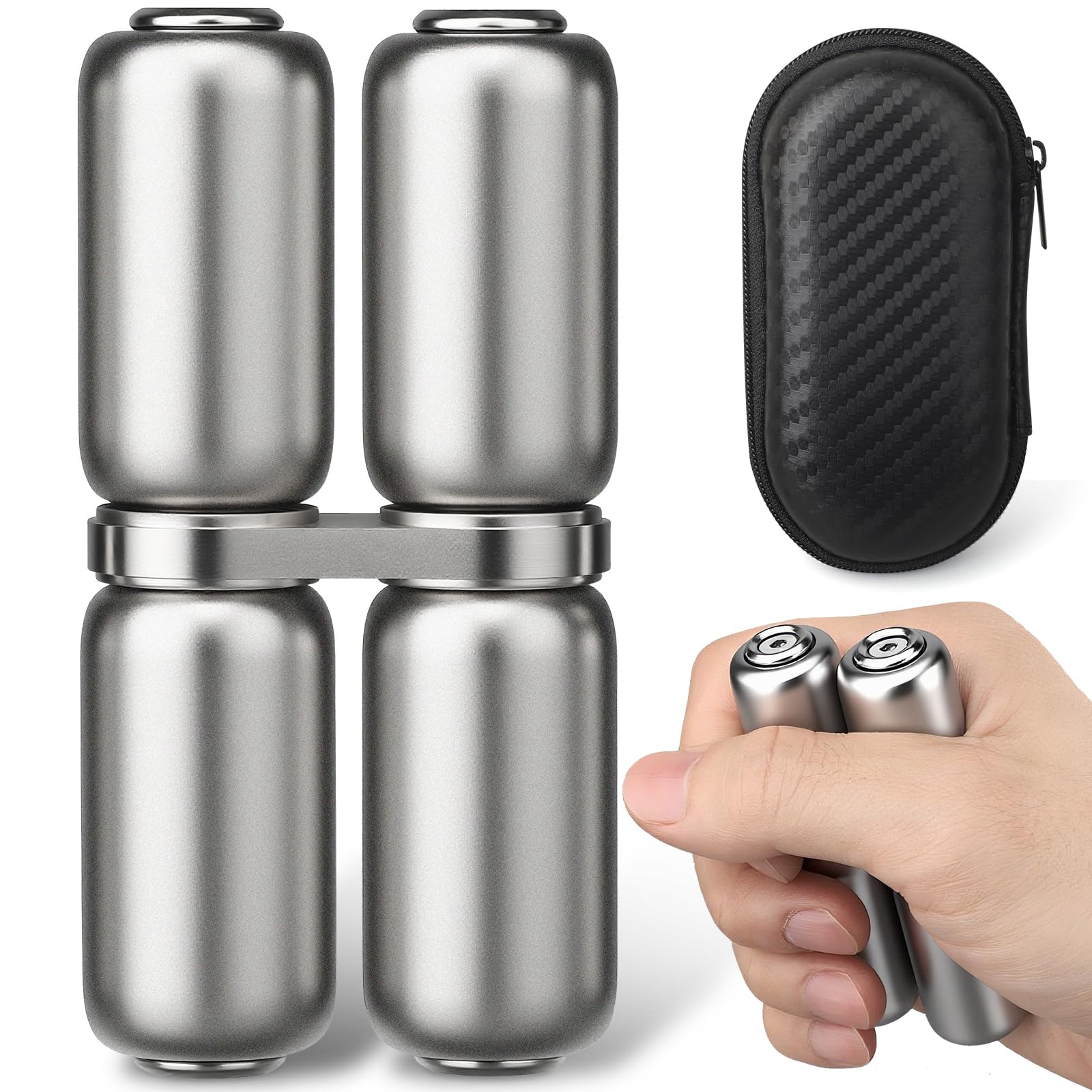 Photo 1 of Handheld Fidget Hand Roller Toy, Metal Fidget Spinner for Kids Adults, Portable Hand Grip Strengthener, Compact Alloy Metal Silence Stress Relief Hand Exercise Tool for Office Travel Classroom, Silver