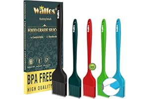 Walfos Silicone Basting Brush Set, 5 Pieces Heat Resistant Pastry Brush, Perfect for Baking,BBQ Grill,Kitchen Cooking,Strong Steel Core and One-Pieces Design,BPA Free and Dishwasher Safe