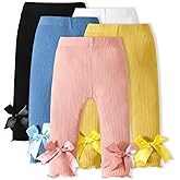 Toddler Baby Girl Legging Pants 5-Pack in Grey White Black Orange and Pink