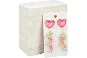 hitsuki White Earring Cards with Holes for Selling Earring Jewelry Display Paper Holder Cards 3.5X2 Inches （200Pcs White）