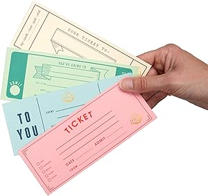 Suck UK Blank Ticket Book | Gift Voucher Book | Date Night Cards | Gifts For Him | Gifts For Her | Boyfriend Coupon Book | Blank Book | Birthday Vouchers | Hard Backed