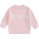Aiwpstoin Baby Girl Knit Sweater Cute Bow Chunky Knitted Pullover Sweatshirt Toddler Girls Fall Winter Clothes