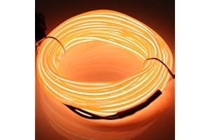 JIGUOOR EL Wire Battery Pack 16.4ft / 5m Bright Neon Light Strip 360° Illumination Neon Tube Rope Lights for DIY, Festival, Party Decoration, Pub, Halloween, Chrismas (16.4ft / 5m, Orange)