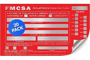 GOTSAFETY Exterior Annual Inspection Label - FMCSA Annual Inspection Stickers - Permanent Self Adhesive 6" x 3.5" - DOT Compliant Inspection Stickers - Red 20 Pack