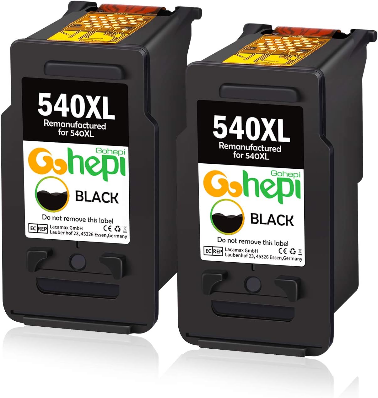 Gohepi Remanufactured Canon PG-540 Black Ink Cartridges PG-540XL 540XL Compatible for Canon Pixma TS5150 MX475 MG3150 MG3650 MG4250 MG3550 MX395 MX525 MX455 MG2150 MG2250 MG3650S MG3250 (2 Black)