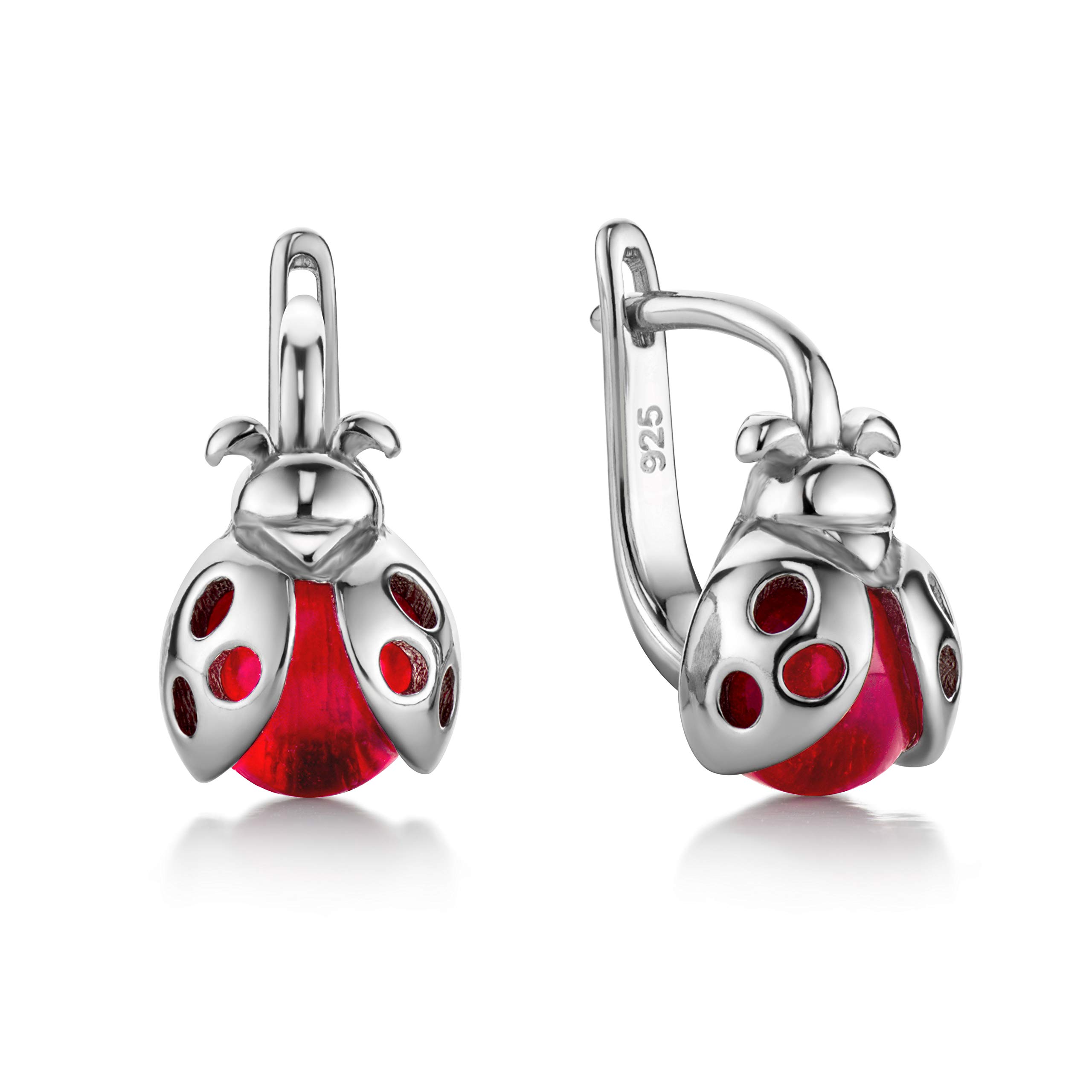 Butterfly Sterling Silver Ladybug Earrings For Children With Secure Clasps