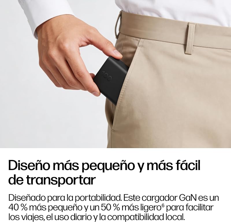 Carregador de parede USB-C GAN de 100W, Entrega de Energia (PD 3.0)