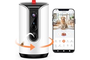 Fexfor 2K Pet Camera Security Dogs Camera, On-Device AI Tracking and Pet Monitoring, 360° View, with Treat Dispenser, Local Storage, 2-Way Audio, Phone App, Motion Alert