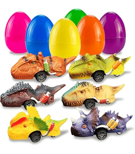 Amazon.com: Cherislpy 6 Pack Jumbo Eggs with Dinosaur Pull Back