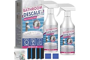 2pcs Bathroom Descaler Spray Foam, 2025 Upgraded Bathroom Descaler Foam Cleaner,Stubborn Stains Cleaner with Sponges & Towels