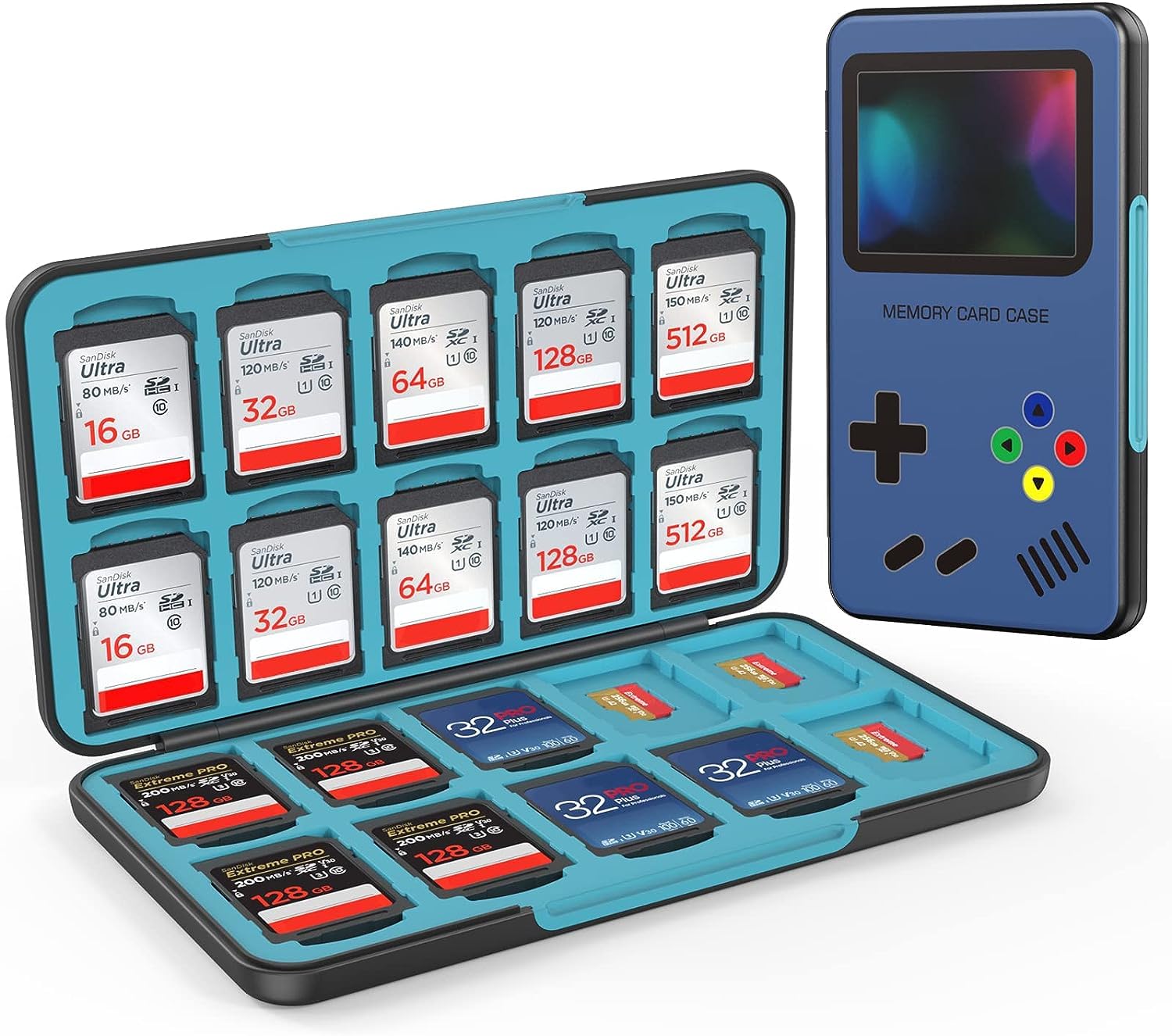 HEIYING Memory Card Case for SD/TF Cards,Portable SD Card Holder Storage Case Compatible with 20 SDXC SDHC and 20 TF Cards Slots