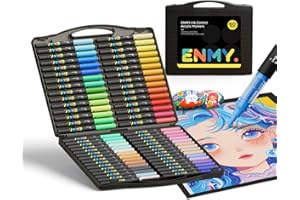 ENMY 60 Colors Direct Liquid Acrylic Paint Markers, Brush Tip, Ink Control, Water-Based paint pens, Arts & Crafts, Works on P