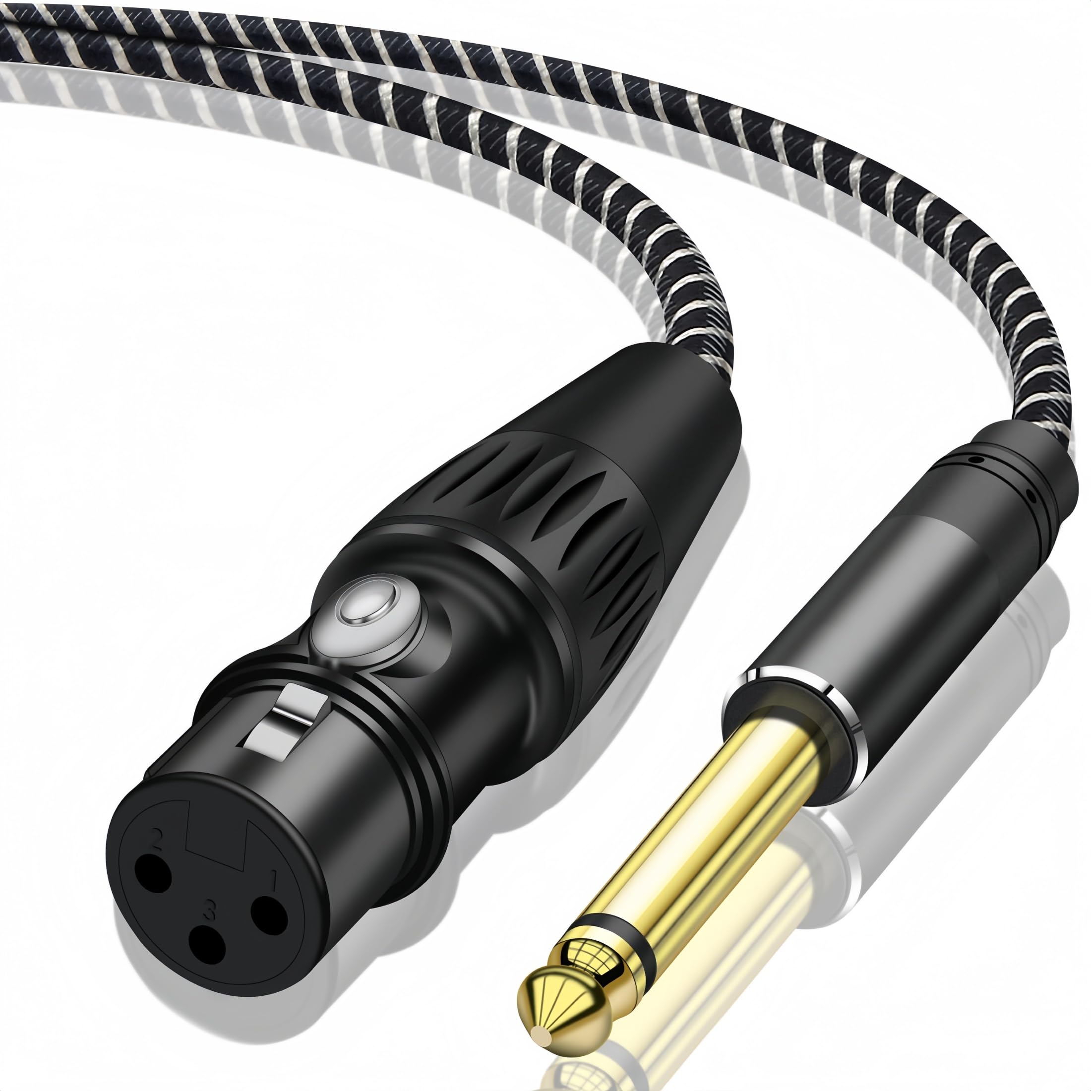 Photo 1 of QIMIAOUS Female XLR to 1/4 Inch (6.35mm) TS Mono Jack Microphone Cable, 3.3FT Unbalanced 3 Pin XLR Female to Quarter inch TS Male Mic Cord for Dynamic Microphone Guitar Mixer