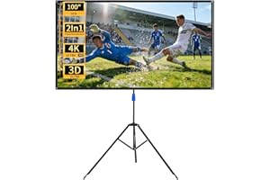 WASJOYE Projector Screen with Stand, 100 Inch 16:9 Projector Screen, Portable Projector Screen 1.2 Gain, Easy Assemble and Ca