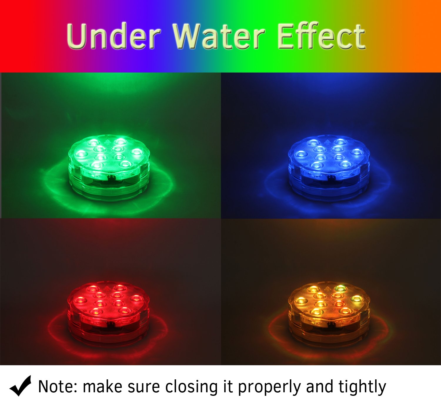Qoolife Submersible Led Lights Remote Controlled, Battery Powered, RGB Changing Waterproof Light for Event Party and Home Decoration, Multi Color, Set of 2