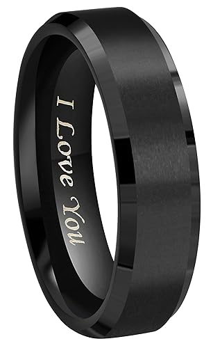 Crownal 8mm 6mm 4mm Black Tungsten Wedding Couple Bands Rings Men