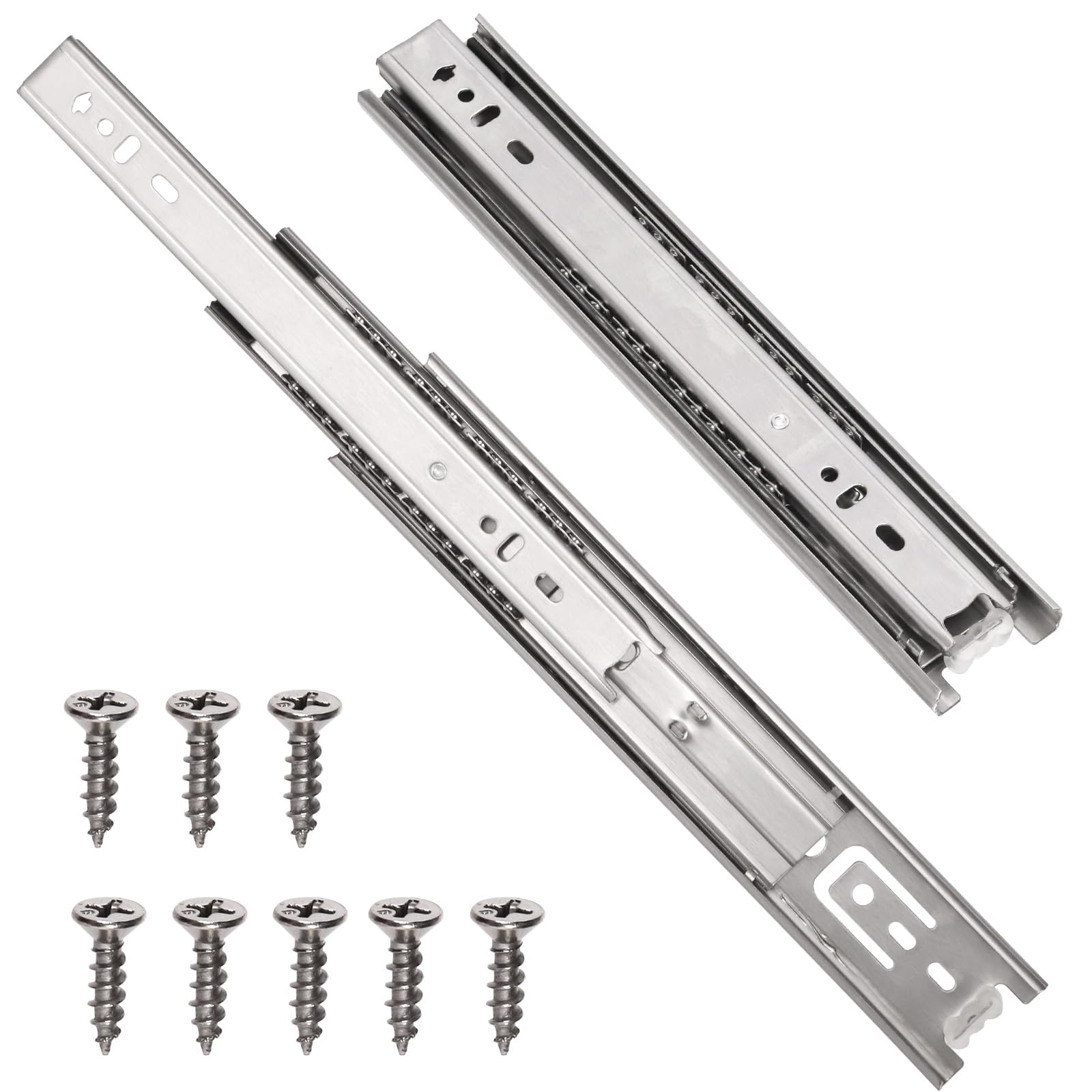 Mardatt 1Pair 16” Extension Drawer Slides, Heavy Duty Locking Drawer Slides Rails Cabinet Drawer Slides Rails Track Guide Glides Runners Less Noise Ball Bearing Drawer Slides for Wardrobe