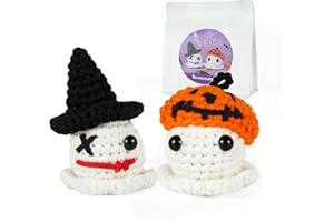 NestledCrafts Crochet Kit for Beginners, DIY Crochet Craft Set Crocheting Animals Kits w Step-by-Step Video Tutorials, Knitting Starter Pack for Adults and Kids, 2 Ghost Familly