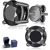 N9NEMUSES Black Moissanite Earrings for Men, Round Cut D Color VVS1 Clarity Lab Created Moissanite Earrings Studs S925 Sterling Silver Jewelry for Women Men