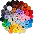 IMZAY 50 Colors Needle Felting Wool, 5g/Pack Wool Roving Yarn, 9.2 Oz Fiber Wool Roving for DIY Hand Spinning, Felting Crafts