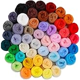 IMZAY 50 Colors Needle Felting Wool, 5g/Pack Wool Roving Yarn, 9.2 Oz Fiber Wool Roving for DIY Hand Spinning, Felting Crafts