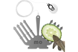 MARS OUTPOST Deluxe Cucumber Holder Fish Pleco Feeder for Aquarium - Stainless Steel, Dual-Fork Design, with Suction Cup and Retrieval Line. Perfect for Fresh and Salt Water Fish Tanks, Easy to Use Marine