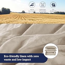 Shilucheng 100% Linen Queen Duvet Cover Set, Luxury