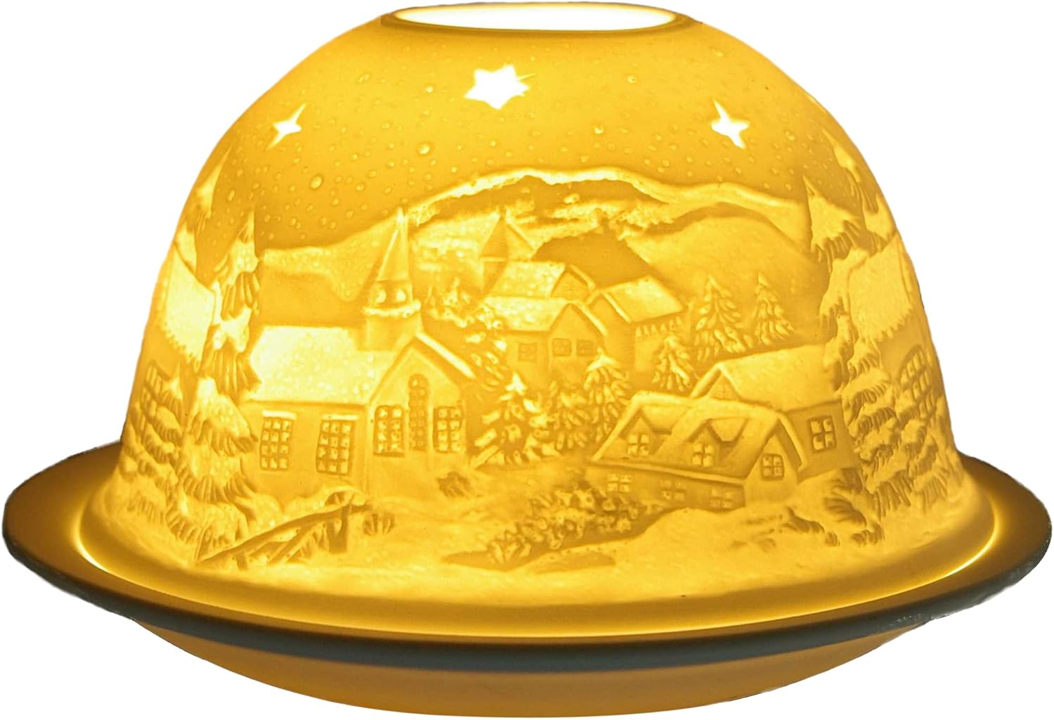 Himmlische Düfte Geschenkartikel GmbH Winternacht Windlicht, Porzellan, Weiss, 12x12x8 cm