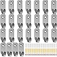 Sosation 25 Pcs Wall Mount Hooks J Hooks for Hanging Mirror Hanging Hardware 304 Stainless Steel Mini J Hook for Hanging Art Heavy Duty Hanger with Screws for Picture Frames Wire Key Bag, Silver