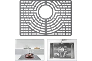Snuggery Silicone Sink Protector 19"x13" Rear Drain Hole, Heat Resistant Non-slip Dishwasher Suitable, Sink Mat for Bottom of Farmhouse Kitchen Stainless Steel Sinks(Grey)