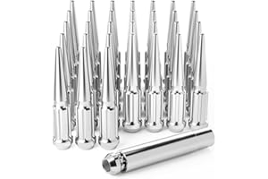 Orion Motor Tech 14mmx1.5 Lug Nuts Chrome 32 Piece, M14x1.5 Spike Lug Nuts Wheel Accessories Compatible with Chevy Ram Ford GMC
