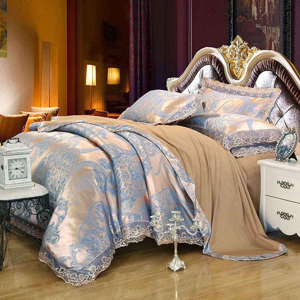 Zangge Bedding Satin Jacquard Bedding Sets Include 1 Duvet Cover 1 Flat