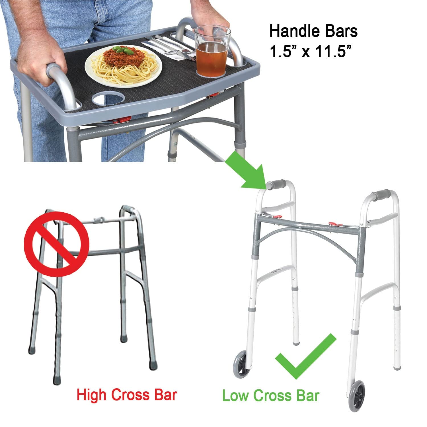 Support Plus Walker Tray Table - Mobility Table Tray for Walker, Non Slip Walker Tray Mat, Walker Accessories Mat, Cup Holder for Walker (21