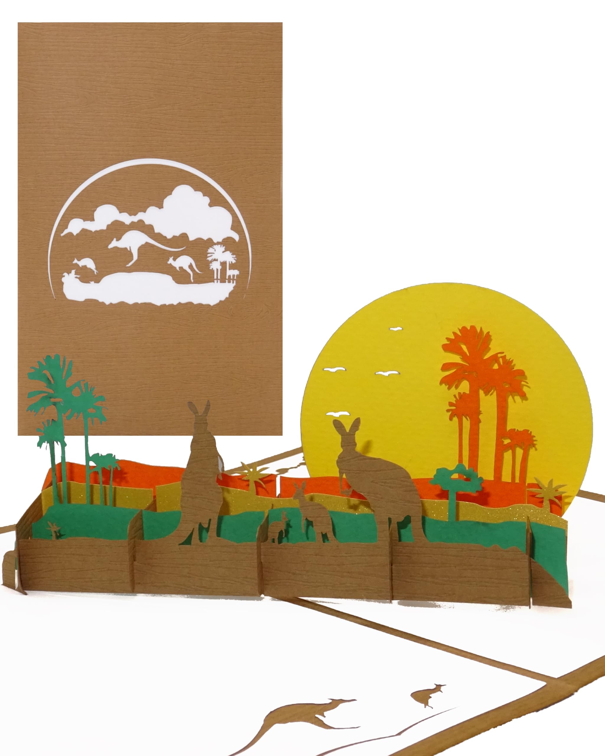 3D pop-up greeting card Australia, pop-up invitation card to the zoo with kangaroos