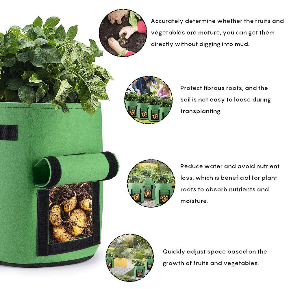 Hengda Sacchetti Per Coltivazione Di Patate Con 1 Finestre 26.5L - Foto 11