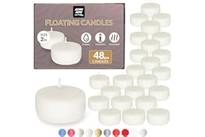 AXIOM HOME Ivory Floating Candles for centerpeices (Pack of 48) - 4 Hours Burning Time Dripless 2 inch Floating Candles for Christmas Natural Hand Rolled Wax Candles for Parties & Mothers Day (Unscented)