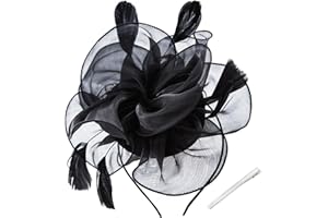 WATAME Fascinators for Women Girls Derby Hats Feather Flower Ribbons Fascinator Headband Wedding Cocktail Tea Party Hats