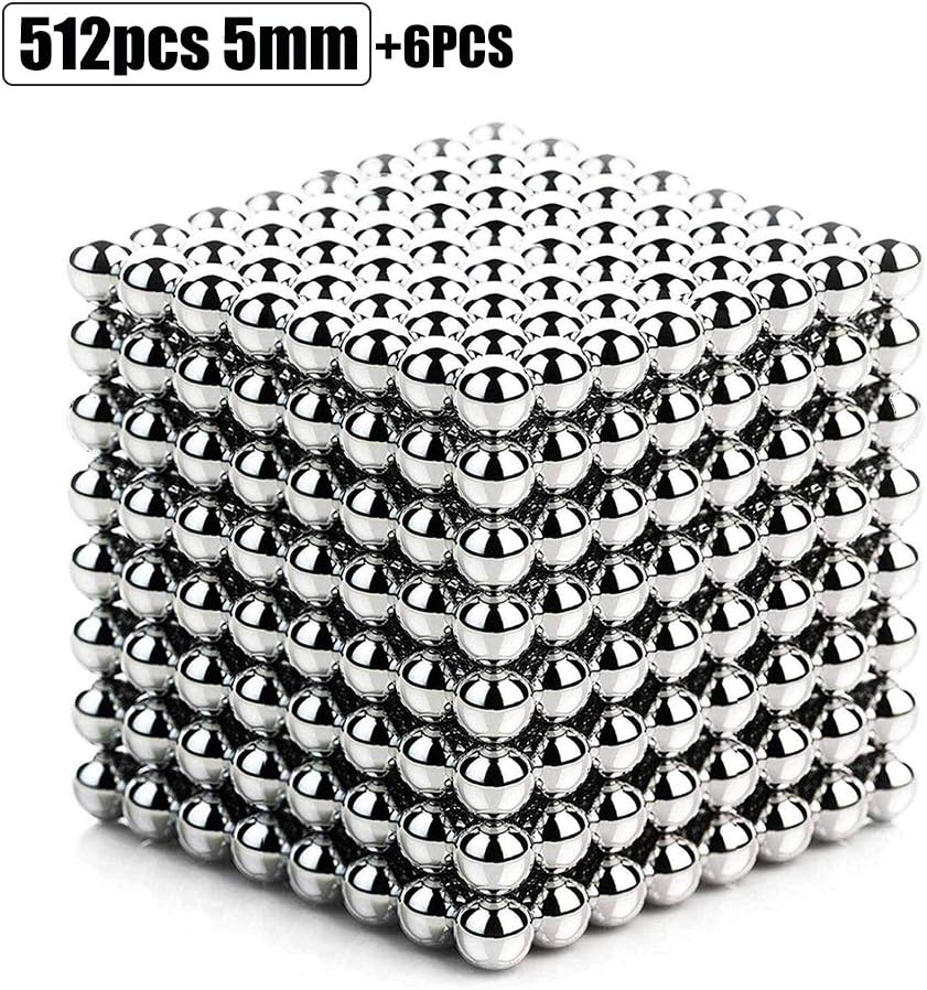 Victoy 5mm Magnetic Balls 512PCS Magnetic Blocks, Stress Relieve Desk Toy for Adults (Silver)