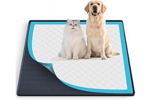 PUWANJILI Pee Pad Tray Holder for Dogs,Non-Slip Silicone Dog Puppy Pad Holder,24 x 24 Square Puppy Potty Training Pads,No Spill Raised Lip High Edge,Portable, Leak-Proof Mat Trays for Indoor Floor Protection