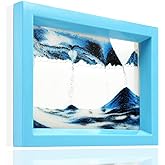 whimsyyy Moving Sand Art Liquid Motion Bubbler Flowing Sand Art Picture Desktop Sensory Calming Fidget Toy Voted Best Gift!(Ocean Heart) (Blue)