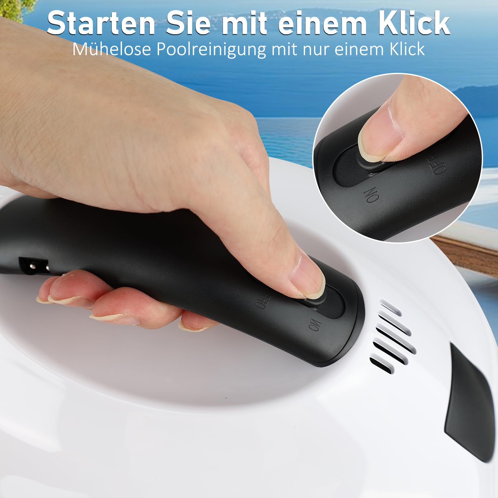 COOLWEST Poolroboter Akku, 130 Minuten Reinigungszeit, Pool Roboter Kabellos, Automatische Poolreiniger mit Selbsteinparkfunktion, Pool Saugroboter für Rundpool und Aufstellpool 5