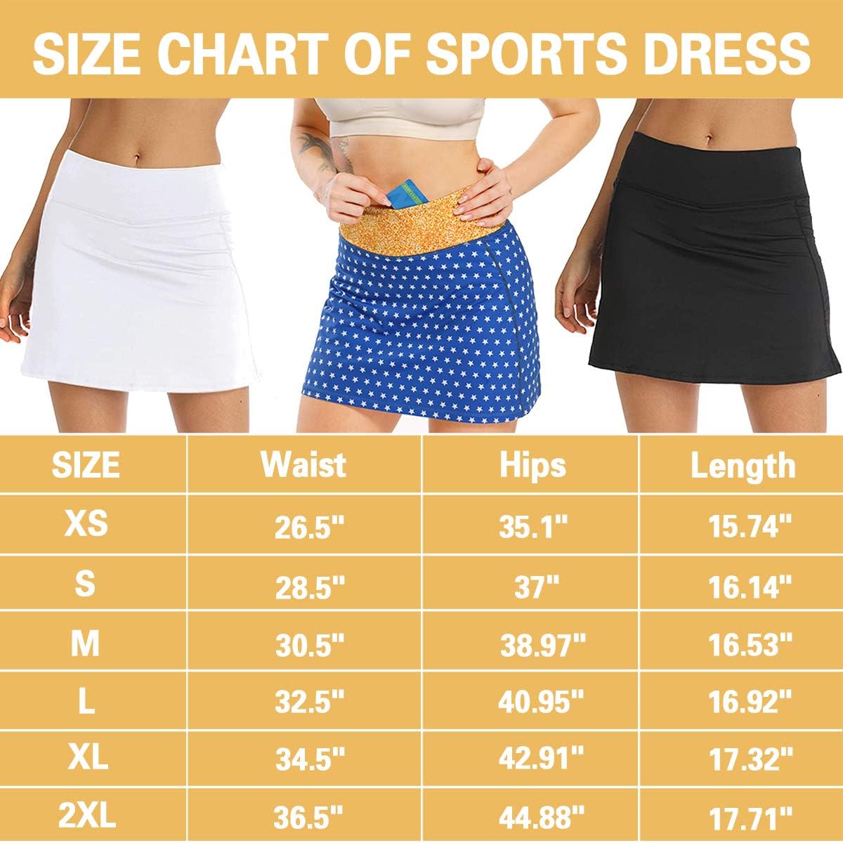 Ultrafun Women Athletic Tennis Skirts Stretchy Sports Golf Running Skirt Skort with Inner Shorts Pockets for Fitness Workout: Clothing