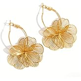 Flower Hoop Earrings for Women Dangle Drop Earring Jewelry