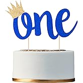 Double Sided One Cake Topper for 1st birthday boy, Royal Blue First Birthday Cake Topper for Boys, Baby Boy One Year Old 1st Birthday Decorations