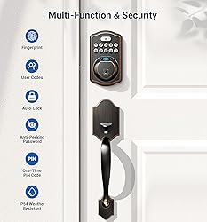 Veise Fingerprint Door Lock, Keyless Entry Door