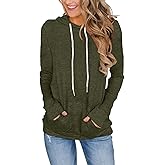 FEEKEKE Women's Long Sleeve Hoodies Tops Lightweight Hooded Sweatshirts Pullover Casual Tunic Shirts with Pocket