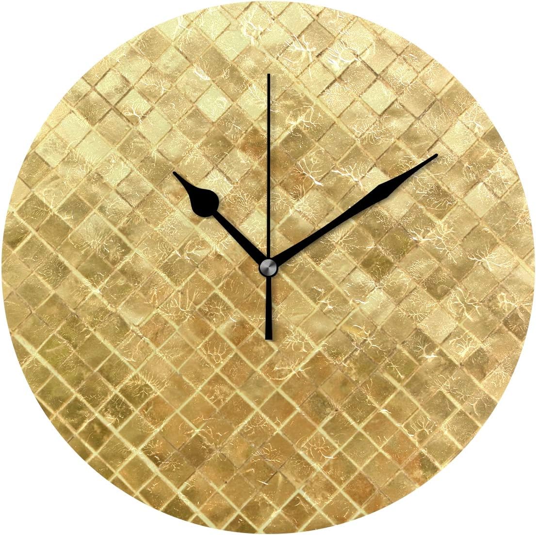 Crystal Chesterton 10" Gold Wallpaper Decorative Round Wall Clock