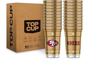 Top Cup NFL San Francisco 49ers 20 oz Reusable Aluminum Cups 20 Count | Officially Licensed, Durable, Reusable & Recyclable, Made in USA