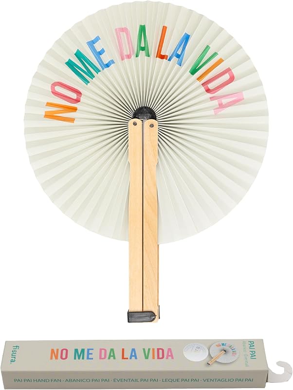 – Abanico plegable con mensaje “no me da la vida”. Abanico plegable original de papel. Pai pai multicolor. Detalle de boda para invitados. Regalo fiesta o ceremonias.